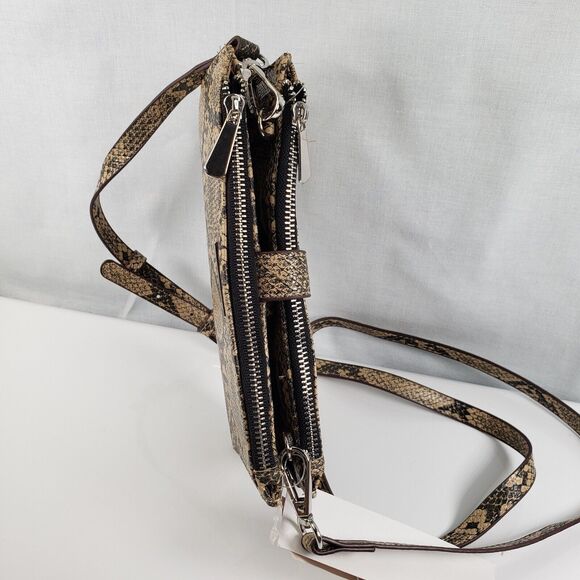 Carlos Santana Tan Gray Snakeskin Purse Crossbody Bag Buckle Strap New With Tags - Picture 8 of 16